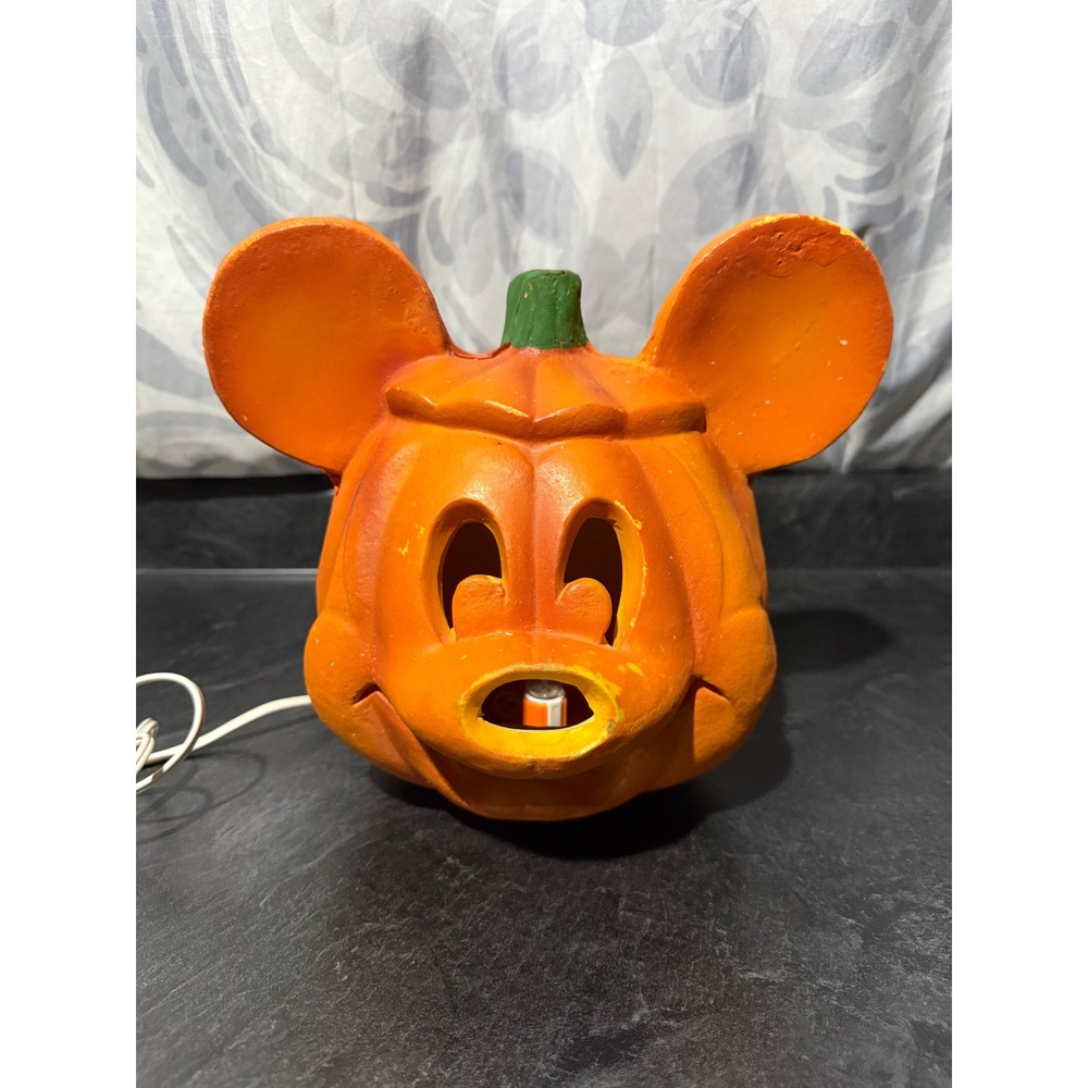 1996 Mickey Mouse Pumpkin Head Lamp Light Disney Halloween‎ Fall Tested Working